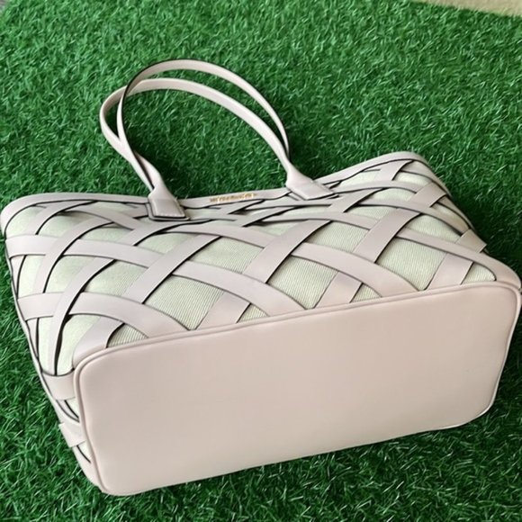 Michael Kors Sienna Large Tote Shoulder Bag Powder Blush Leather Canvas - Picture 3 of 16